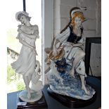 A Guiseppe Armani figure of a young woman in love and a large Edoardo Tasca Capodimonte porcelain