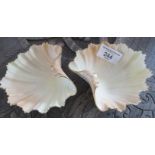 Pair of Royal Worcester (51) blush ivory shell shaped sweetmeat dishes, puce mark