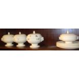 Four Wedgwood tureens or punch bowls and six matching plates