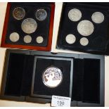 Two 1936 Edward VIII fantasy proof coin sets (one coin missing) and a 2020 Dunkirk commemorative £5