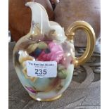 Royal Worcester floral jug, painted by R. Austin, puce mark to base, 5.5" tall