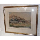 Irene Willett (XX) watercolour of a French hill town