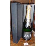 A vintage bottle of Moet & Chandon champagne, boxed