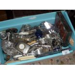 Assorted silver plated cutlery, etc.