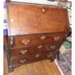 Georgian mahogany bureau on bracket feet