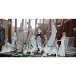 Large collection of Lladro, Nao and similar porcelain figurines, etc. (some A/F)