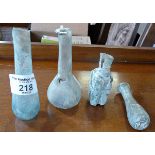 Four small antiquity Roman glass bottles