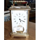 A Shatz brass 8-day carriage clock