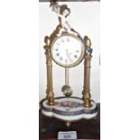 Capodimonte porcelain and gilt and brass boudoir clock