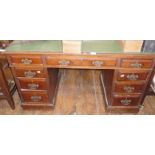 Edwardian mahogany 9 drawer kneehole desk