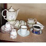 1930s Crown Devon two cup coffee set, three Minton coffee cups with saucers and 2000 Millennium