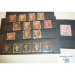 Stamps group: GB QV selection of 5 x 1d Black 'Penny Black' used issues, strong