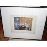 An abstract colour print, signed, artist unknown