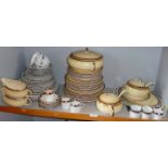 Extensive Woods Ivory Ware dinner service with three tureens, 12 place settings of plates, gravy