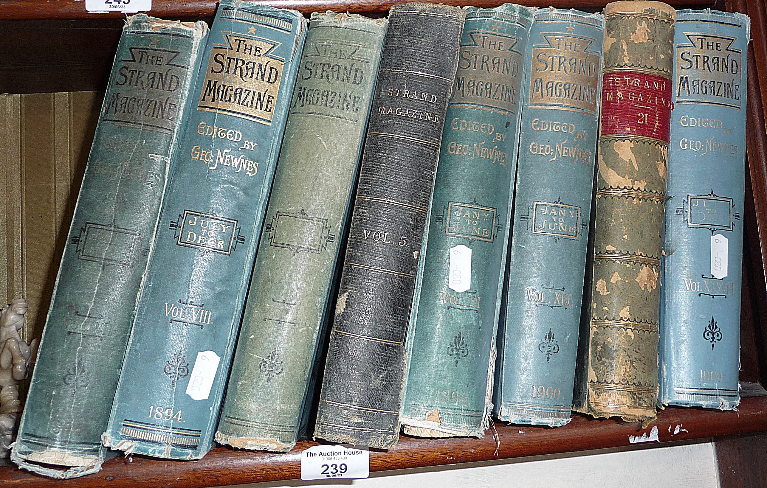 8 volumes of bound Strand magazines, 1891, 1893 with Sherlock Holmes, 2 x 1894, 1896, 1900, 1901 &