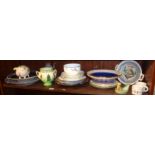 Royal Doulton Isaac Walton ware vase, Japanese blue and white charger, assorted plates, etc.