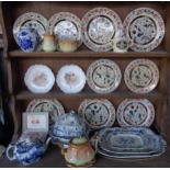 Set of china meat platters, dinner plates, tureens, etc.