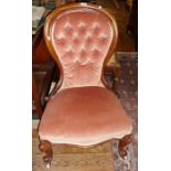 Victorian mahogany balloon back nursing chair