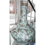 19th c. Chinese famille verte bottle vase with butterfly and bird decoration, restored at neck, 33cm