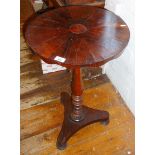 19th c. rosewood round occasional table on turned centre column on platform base