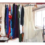 Vintage clothing: inc. Bridal gowns, Kimono dressing gown, a silk lined maroon velvet cape, ladies