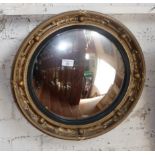 Gilt framed round convex mirror