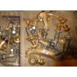 Architectural: Vintage gilt brass dolphin bath and sink taps with shower head and all fittings