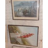 A large COULSON photoprint of the Red Arrows flying vertically in formation and a Peter Archer print