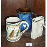 Glyn Colledge for Denby stoneware tankard, a slab built stoneware vase and a Denby ware jug