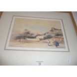 Coloured litho of a mosque by Spencer W. Tart, signed in pencil lower right