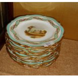 Set of 19th c. hand painted porcelain dessert plates