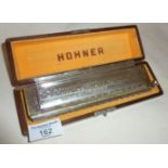 Large vintage Hohner 64 Chromonica Harmonica in box