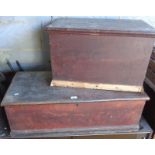 Victorian elm blanket box and another