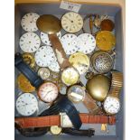 Old pocket watch parts and some vintage wrist watches