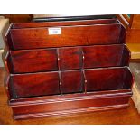 Oriental mahogany desk stationery and letter rack