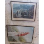 A large COULSON photoprint of the Red Arrows flying vertically in formation and a Peter Archer print