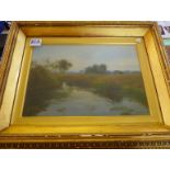 Rex Vicat COLE (1870-1940) oil on canvas of a river landscape, signed and dated 1899, 10" x 14"