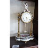 Capodimonte porcelain and gilt and brass boudoir clock
