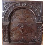 Arched carved oak panel, 25" x 22"