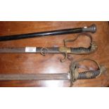 WW2 German Cavalry Officer's sword and scabbard (1889 pattern) with Swastika to hilt, a similar