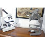 Two vintage microscopes, a Zenith Ultra 400 and a Prior