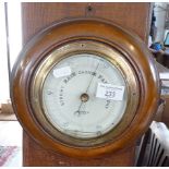 Aneroid barometer in turned mahogany case (A/F)