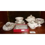 Edwardian child's china part dinner service with cutlery