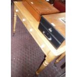 Victorian stripped pine table with two drawers under, approx. 105cm long and 76cm high