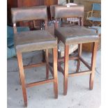 Pair of high stools with upholstered seats and back