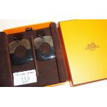 Hermes Isthme horn drop earrings in excellent condition with box and brown velvet liner