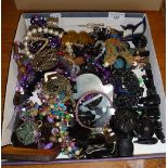 Tray of vintage costume jewellery, and inc. Liberty clown doll