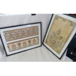 Two framed prints of decorative friezes printed in Paris and drawn by Audsley