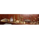 12 brass candlesticks and other brassware