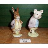 Beswick Beatrix Potter figurines, Pigling Bland and Mr. Benjamin Bunny